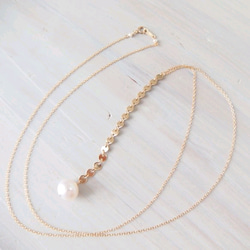 K14GF gold chain white pearl necklace 第3張的照片