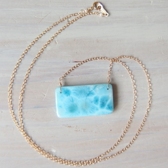 K14GF square larimar necklace 4枚目の画像