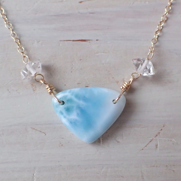 【M様ご専用】K14GF triangle larimar necklace 1枚目の画像