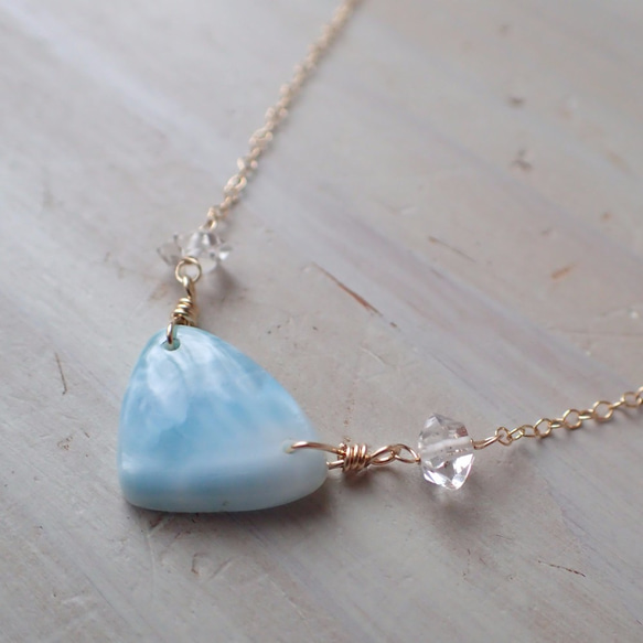 【M様ご専用】K14GF triangle larimar necklace 2枚目の画像