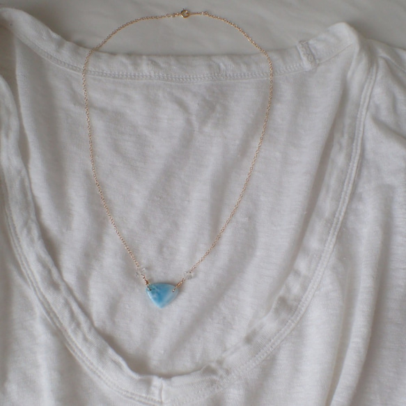 【M様ご専用】K14GF triangle larimar necklace 4枚目の画像