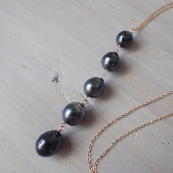 K14GF 5 tahitian pearl necklace 2枚目の画像