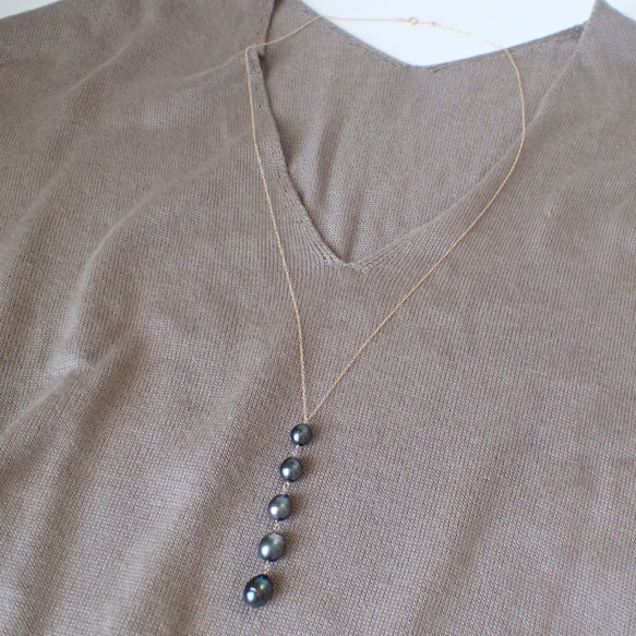 K14GF 5 tahitian pearl necklace 3枚目の画像