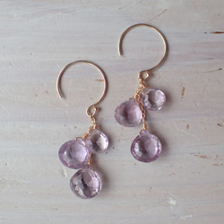 K14GF pink amethyst fruits drop pierce 2枚目の画像