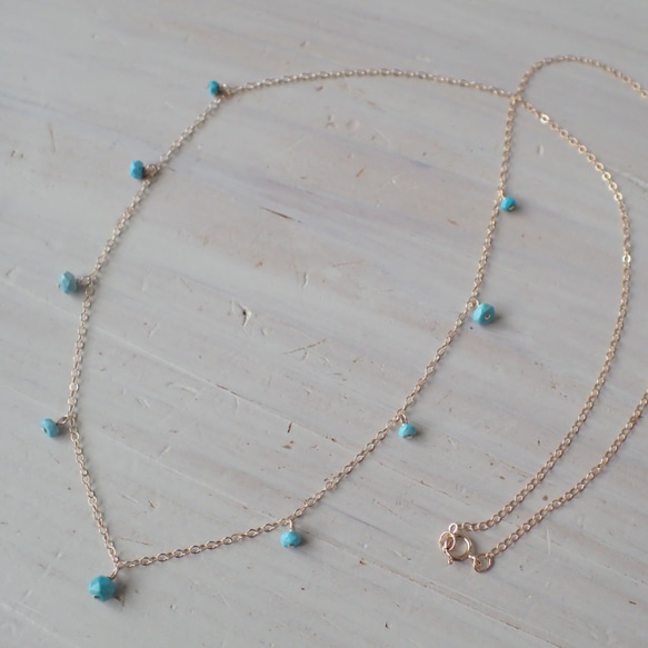 K14GF sleeping beauty turquoise sprinkle necklace 1枚目の画像