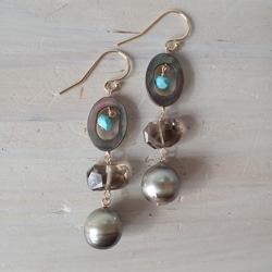 K14GF tahitian pearl & summer gems pierce 1枚目の画像