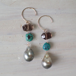 K14GF tahitian pearl & summer gems pierce 1枚目の画像