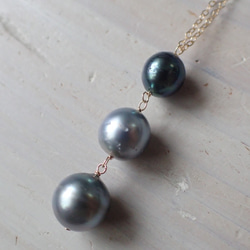 K14GF triple tahitian pearl necklace 1枚目の画像