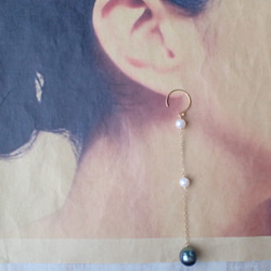 K14GF tahitian pearl & water pearl long pierce 3枚目の画像