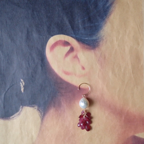 K14GF紅寶石和南海珍珠刺穿 第3張的照片
