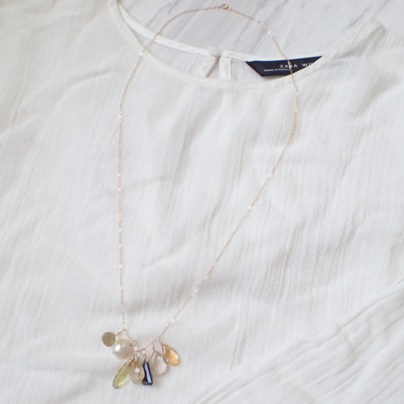 【新年スペシャル♡】K14GF multi stone lucky 7 long necklace 5枚目の画像