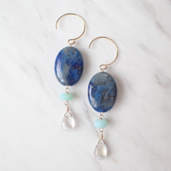 K14GF moon stone, lapis lazuli & blue opal pierce 1枚目の画像