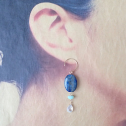 K14GF moon stone, lapis lazuli & blue opal pierce 3枚目の画像