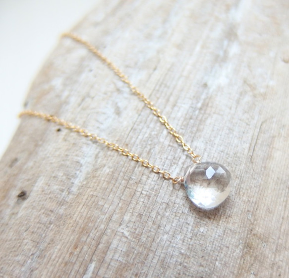 K14GF Crystalwater drop necklace 第1張的照片