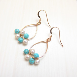 K14GF turquoise and pearl pierce 2枚目の画像