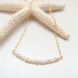 K14GF white pearl liniar necklace 第1張的照片