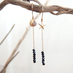 K14GF simple black line necklace with a charm 1枚目の画像