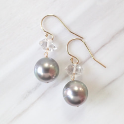 K14GF herkimer & tahitian pearl pierce 2枚目の画像