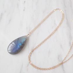 K14GF labradorite drop necklace 2枚目の画像