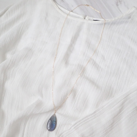 K14GF labradorite drop necklace 4枚目の画像