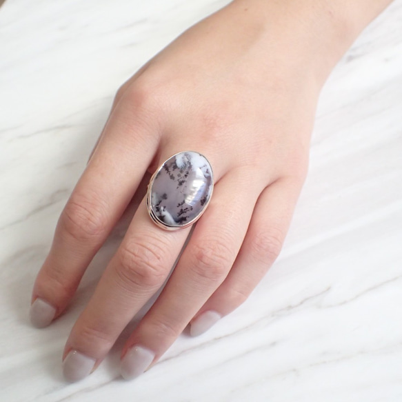 silver925 dendritic opal ring 4枚目の画像