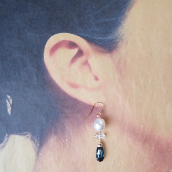 K14GF苔蘚藍晶石，南部海洋珍珠穿孔 第3張的照片