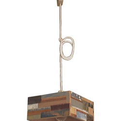 吊り下げランプ（木のパッチワーク） 1枚目の画像