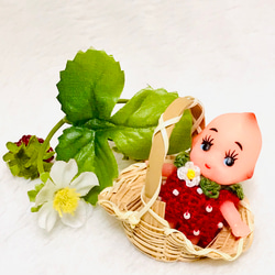 【レア】キューピー ミニミニいちご コスチューム　ボールチェーン付　QP ♡苺♡ レア】キューピー ミニミニいちご コスチューム ボールチェーン