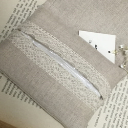 [送料無料]リボン刺繍のポケットティッシュカバー・・・ローズ 2枚目の画像