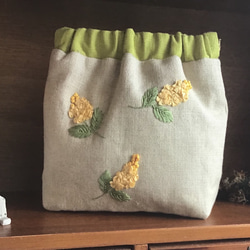 ☆リボン刺繍のミモザのバネポーチ☆ 7枚目の画像