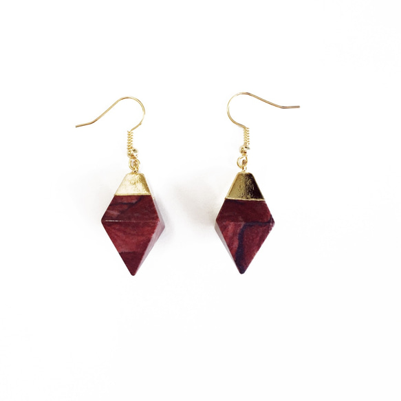 14k-karat gold agate geometrical earrings（Retail for single） 1枚目の画像