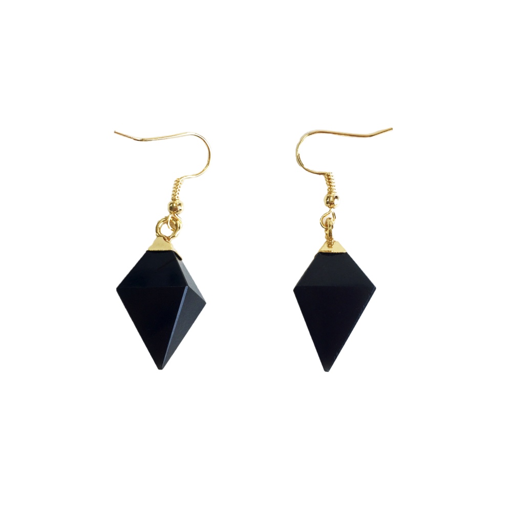 14k-karat gold morion geometrical earrings