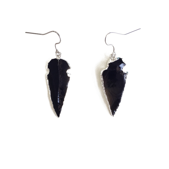 14k-karat gold obsidian heart earrings（Retail for single） 1枚目の画像
