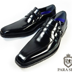 PARASHOE 本革 ヴァンプ ビジネスシューズ 黒 23cm 23.5cm 24cm（PS16103-BL） 2枚目の画像