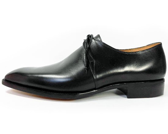 PARASHOE ハンドメイド 本革底 2アイレットプレーントゥ ビジネスシューズ 黒 22cm～30cm 4～6週間 5cm　受注生産 0cm　受注生産 ハンドメイド EEE PARASHOE 本革底 2アイレットプレーントゥ ビジネスシューズ 22cm～30cm ワイズ EE ～3E 当店オリジナル