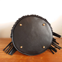 秋冬バッグ　選べるカラー 20色  レザーフリンジ巾着ショルダーバッグ  受注生産  UB-15 4枚目の画像