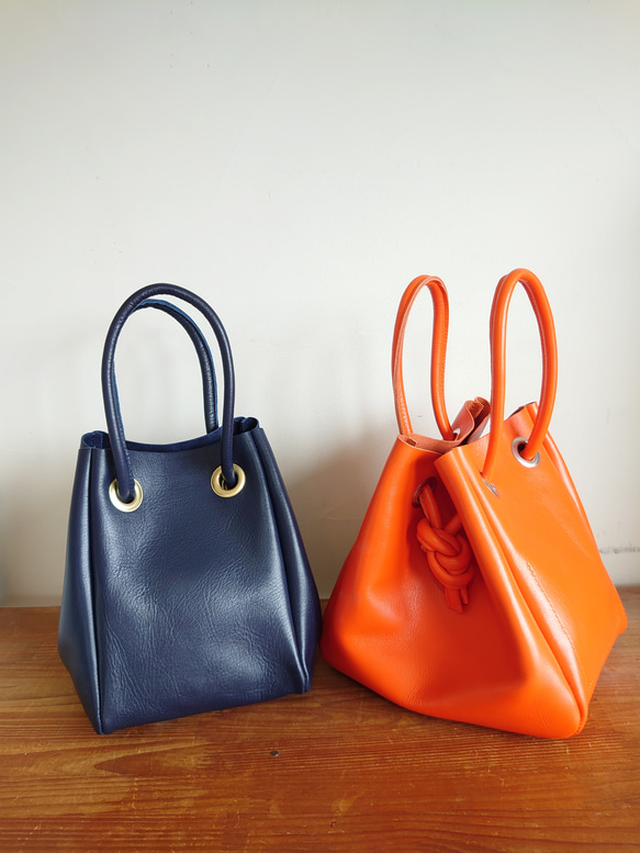 秋冬バッグ　選べるカラー20色  レザートートバッグ  巾着  受注生産  UB-16 1枚目の画像