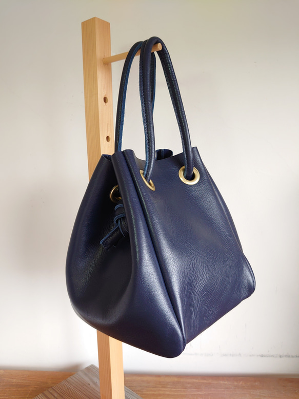 秋冬バッグ　選べるカラー20色  レザートートバッグ  巾着  受注生産  UB-16 3枚目の画像