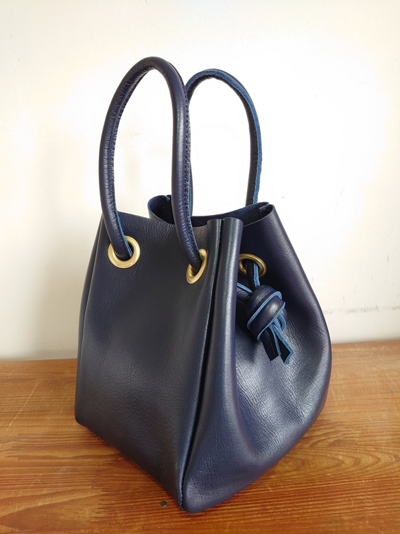 秋冬バッグ　選べるカラー20色  レザートートバッグ  巾着  受注生産  UB-16 6枚目の画像