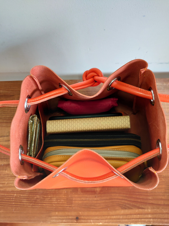 秋冬バッグ　選べるカラー20色  レザートートバッグ  巾着  受注生産  UB-16 7枚目の画像