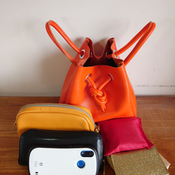 秋冬バッグ　選べるカラー20色  レザートートバッグ  巾着  受注生産  UB-16 8枚目の画像