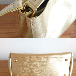 秋冬バッグ　メタリックカラー レザー2wayミニバッグ ゴールド 受注製作 UB-07 ゴールド 5枚目の画像