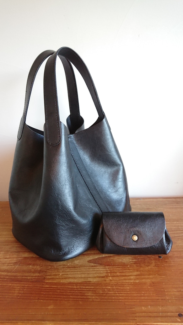 Creema限定　福袋　選べるカラー20色 レザートートバッグとコロンとミニ財布 UB-02L 受注製作 2枚目の画像