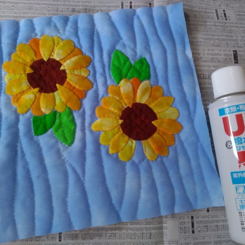 L字ファスナー長財布 ひまわり【マチ付きです♪】ハワイアンキルト 長