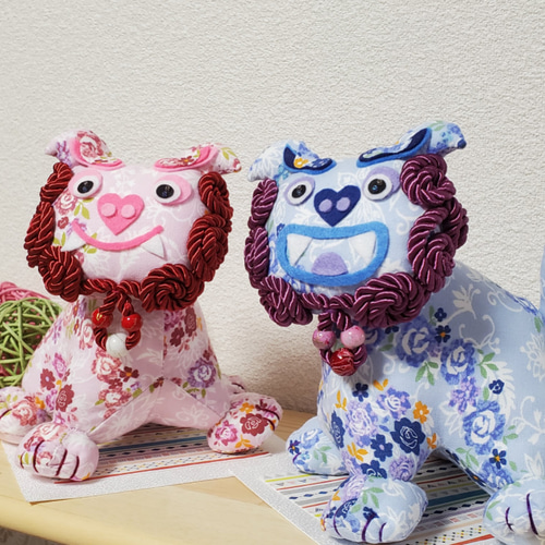 沖縄シーサー　ツイン　美品 新小獅子 | 陶器のシーサー - 育陶園 やちむんの窯元｜沖縄の