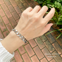 オールステンレス製 喜平チェーンブレスレット 幅約10mm ブレスレット
