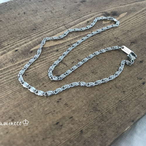 オールステンレス製 カタツムリチェーンネックレス 幅2.8mm 渦巻き