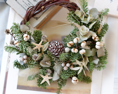 続ける|自然なノーベルソンドライフラワークリスマスリース