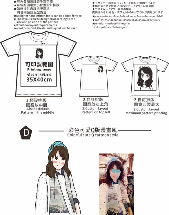 25色T-Shirt可選擇 畫一件屬於你或他的T恤 客製化 插畫 Q版 人像 第4張的照片