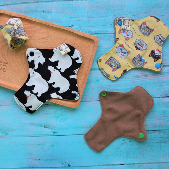 18cm拿鐵短刷毛透氣*3入-布護墊cloth pad--超吸水~吸濕純棉布護墊，環保，透氣，布衛生棉 第1張的照片